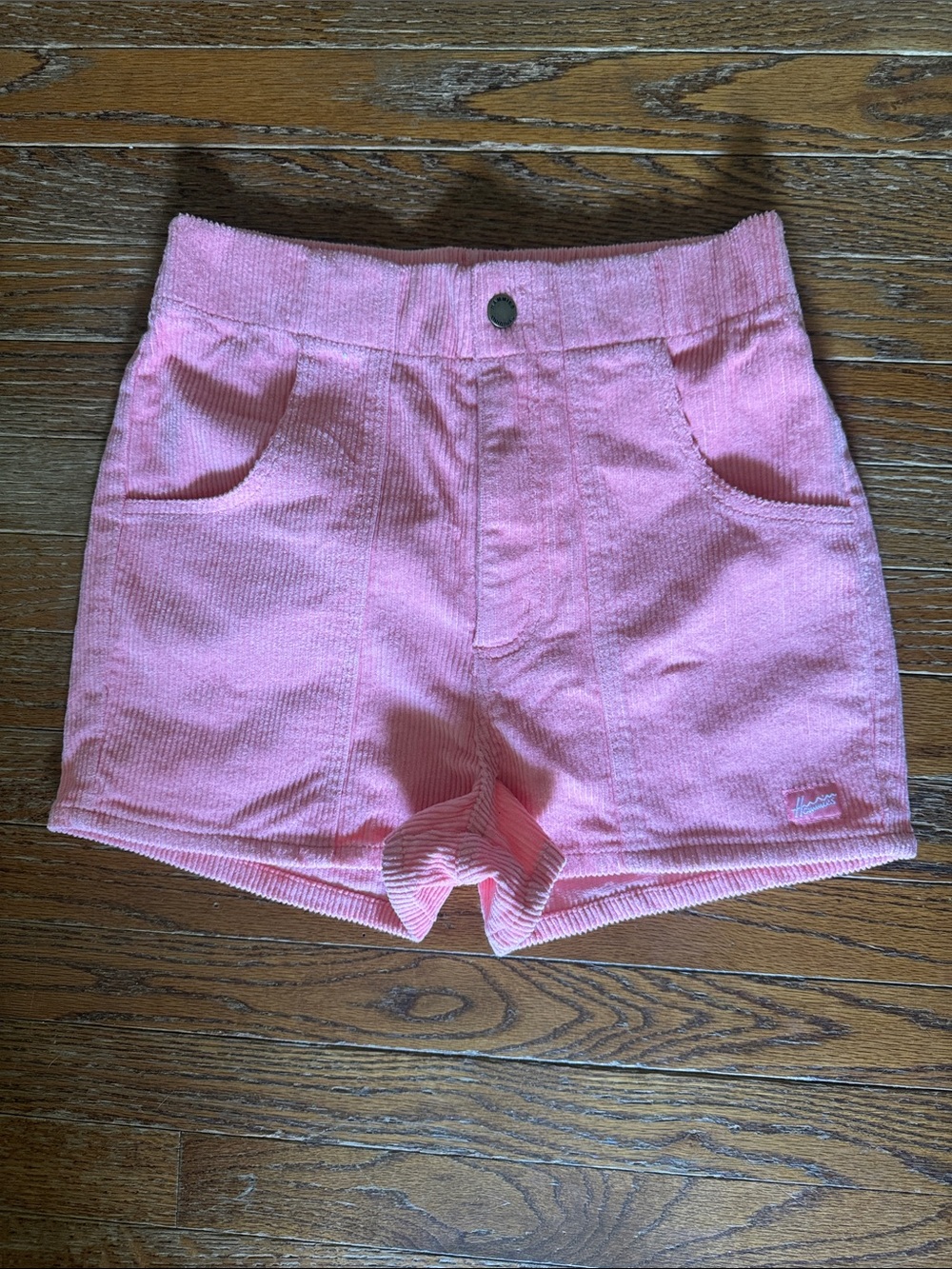 High-Rise Pink Corduroy Shorts with Front Pockets